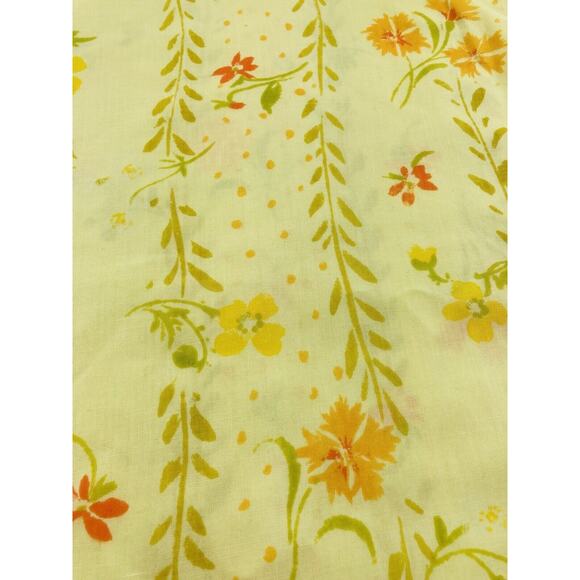 Pequot 70s Yellow Flower Power Twin Flat Sheet Muslin Dacron Wildflowers Orange - Picture 4 of 8